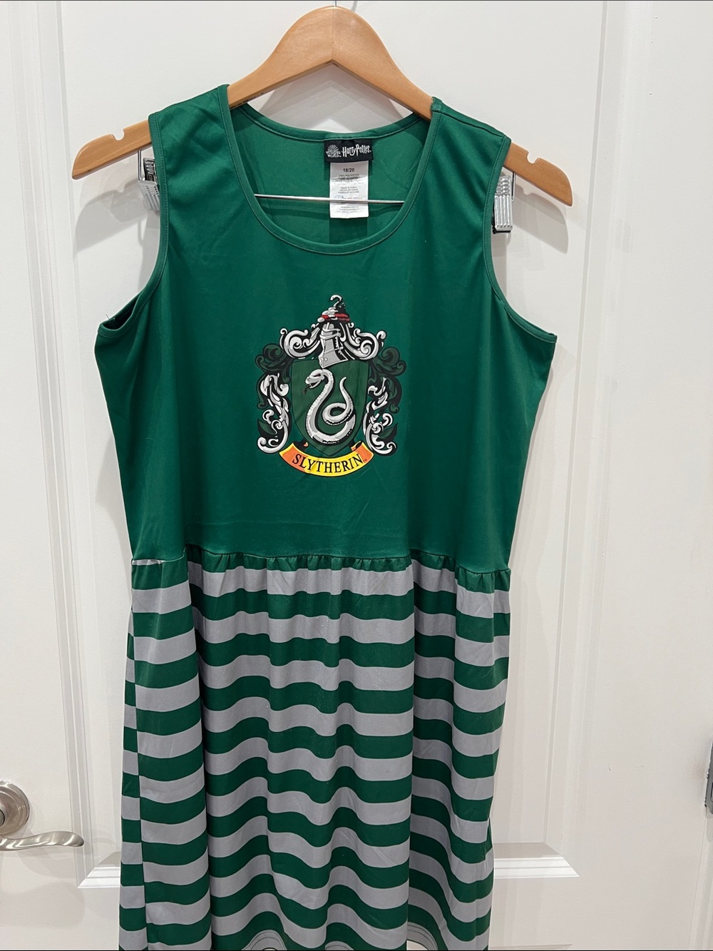 Pottery Barn Teen Green Slytherin Sleeveless Nightdress with Striped Skirt